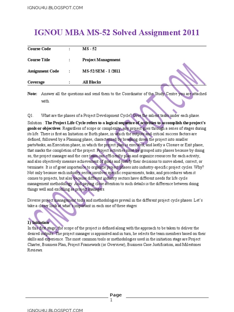 IGNOU MBA Project Management Guide | PDF | Internal Rate Of Return ...