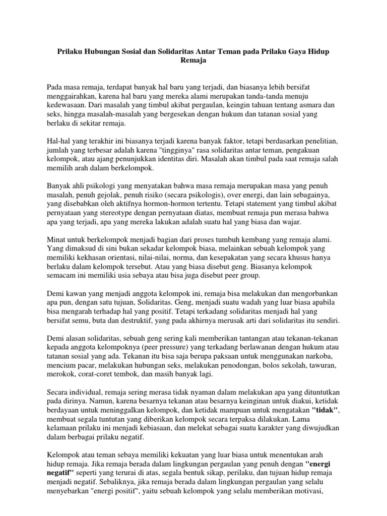 Artikel Kenakalan Remaja