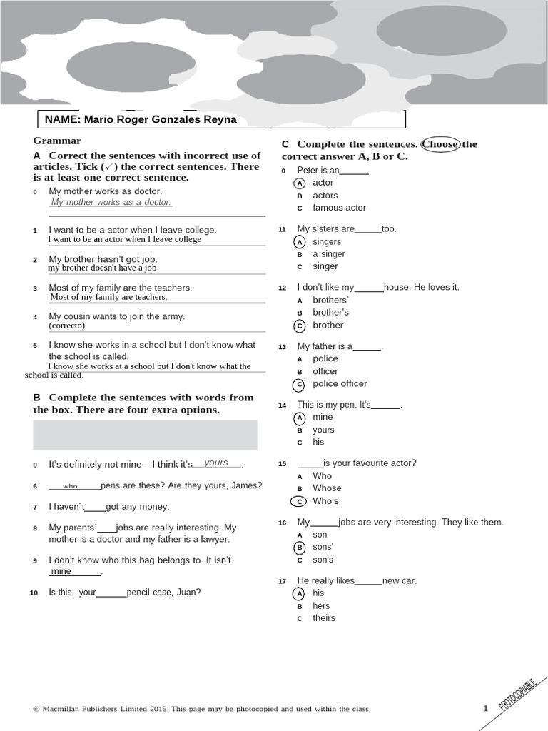 GRAMMAR AND VOCABULARY UNIT 2[1] resuelto | PDF