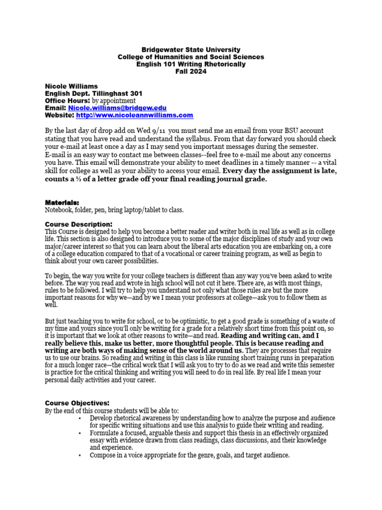 English 101 Rhetorical Writing Course Guide | PDF | Plagiarism ...