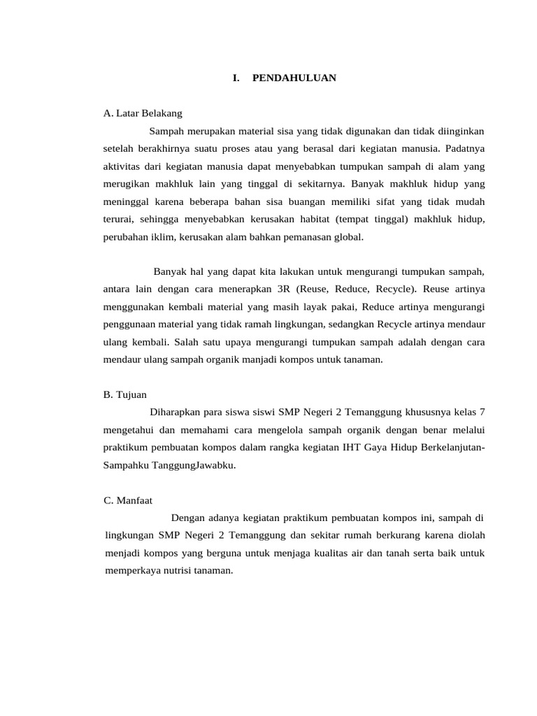 Bagian Inti Laporan Project GHB - Kompos | PDF
