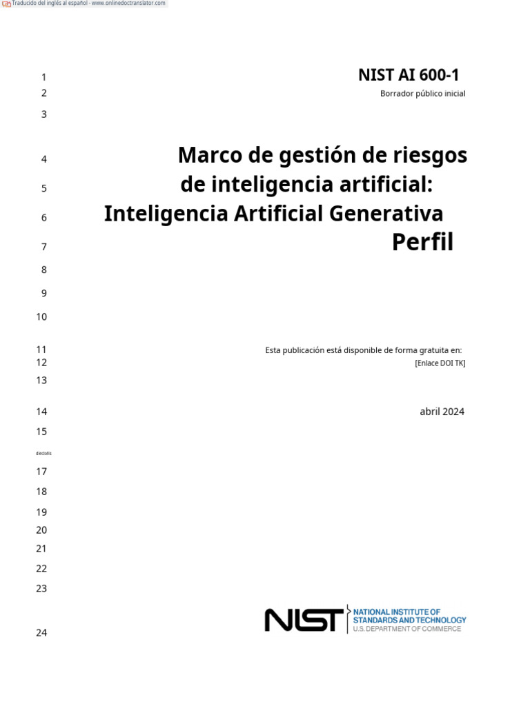 Artificial Intelligence Risk Management Framework En Es Pdf
