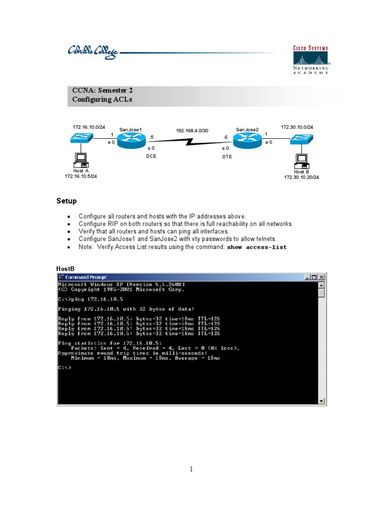 Configuring and Testing Standard and Extended Access Control Lists on