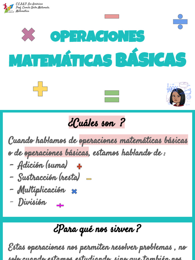 Introducción OPERACIONES MATEMÁTICAS BÁSICAS 3°NBC - 23 Marzo 2021 | PDF