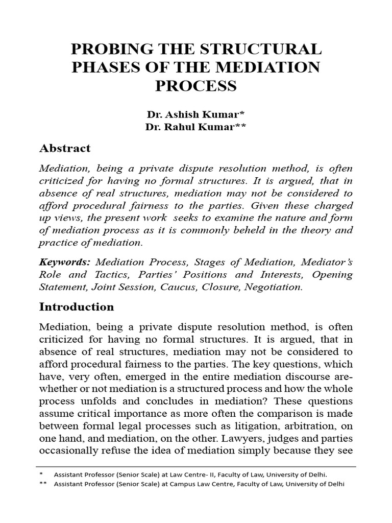 Probing The Structural Phases of The Mediation Process | PDF ...
