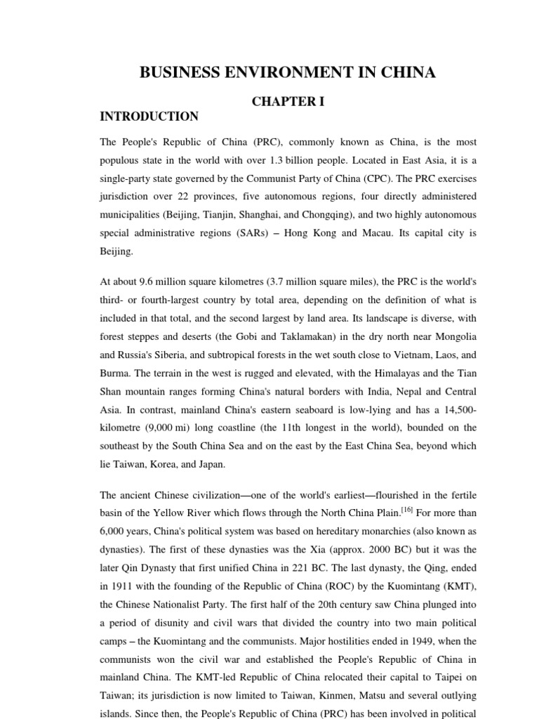 Business Environment In China Pdf Capital Gains Tax Inflation