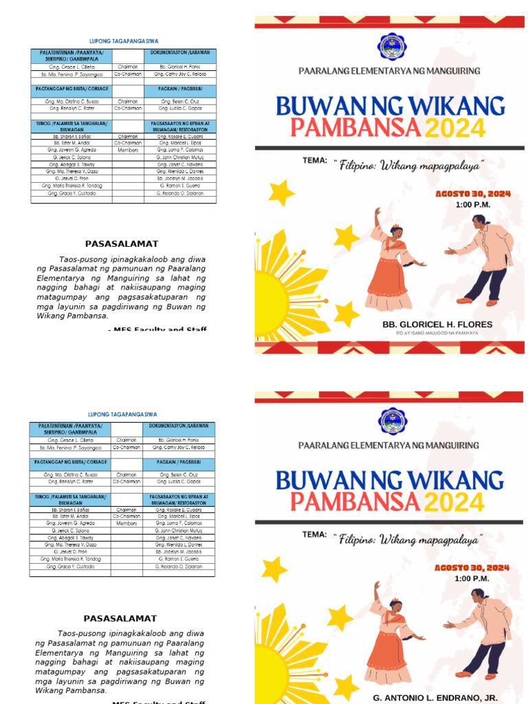 Sample Program Sa Buwan Ng Wika 2024 Deped Budget Cutter