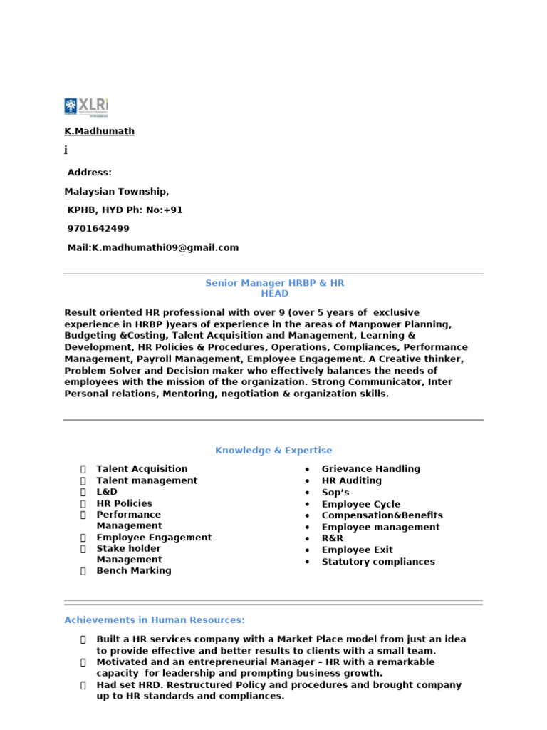 _Madhumathi_+Resume+_HR_2023 | PDF