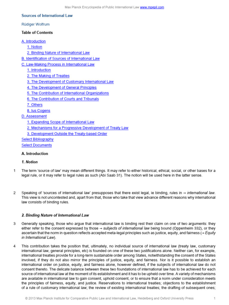 Sources of International Law Explained | PDF | International Law | Treaty