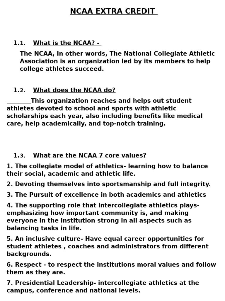 Understanding NCAA: Structure & Values | PDF | National Collegiate ...