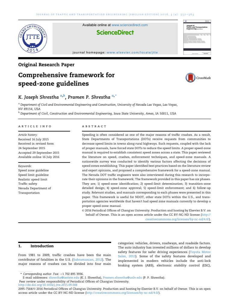 Comprehensive Framework For Speed Zone Guidelines | PDF