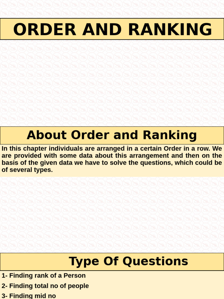 Order & Ranking Puzzles | PDF | Military Operations | Teaching Methods ...