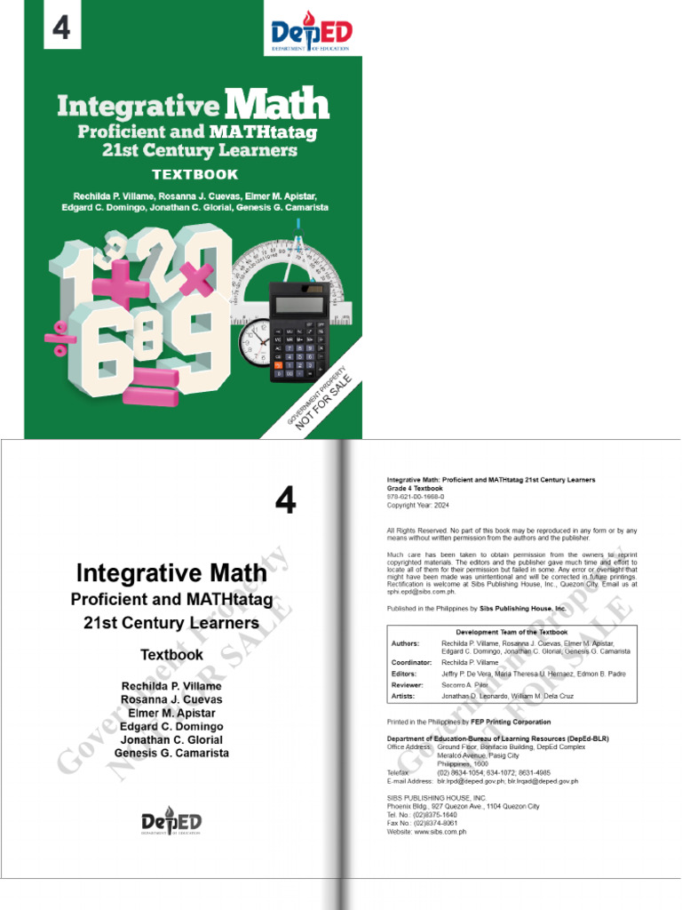 Q1 MATHtatag 4 E Textbook 1 | PDF