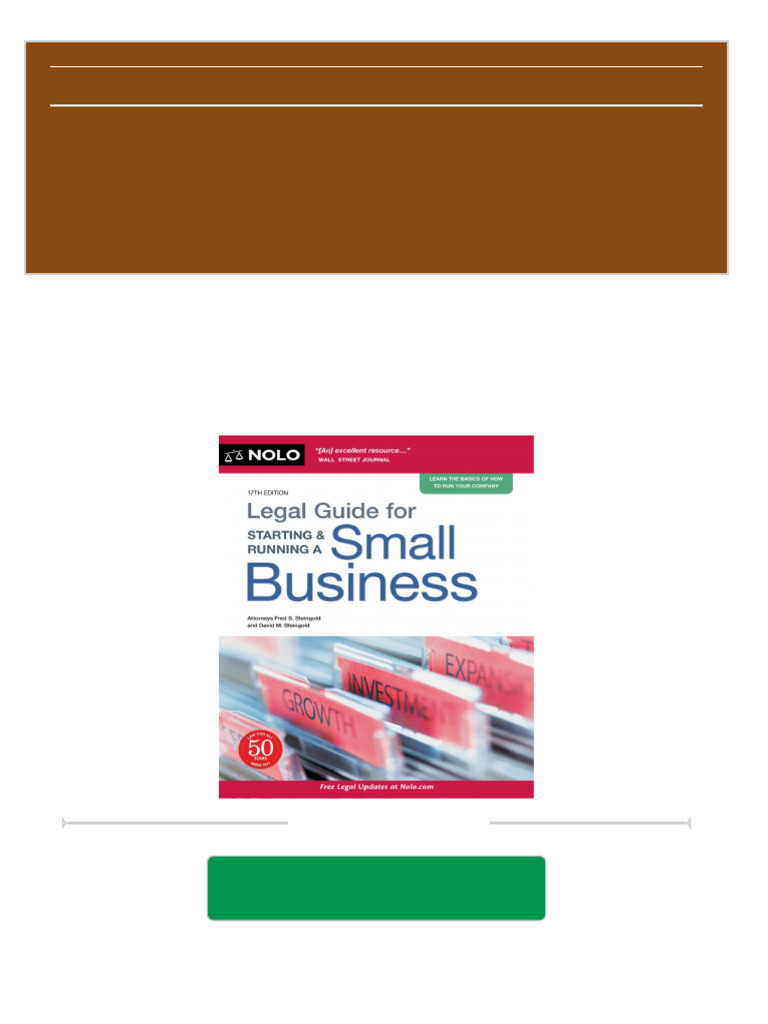 Full download Legal Guide for Starting & Running a Small Business, 17th Fred S. Steingold pdf