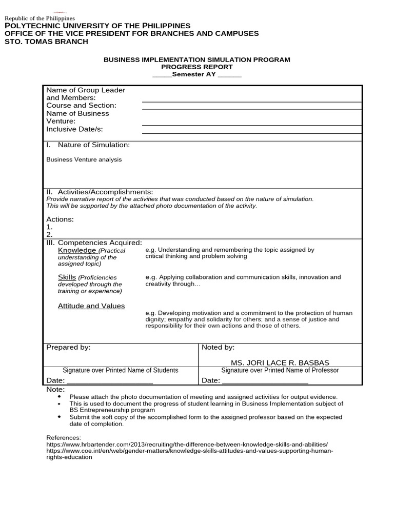 Business Simulation Progress Report Pdf