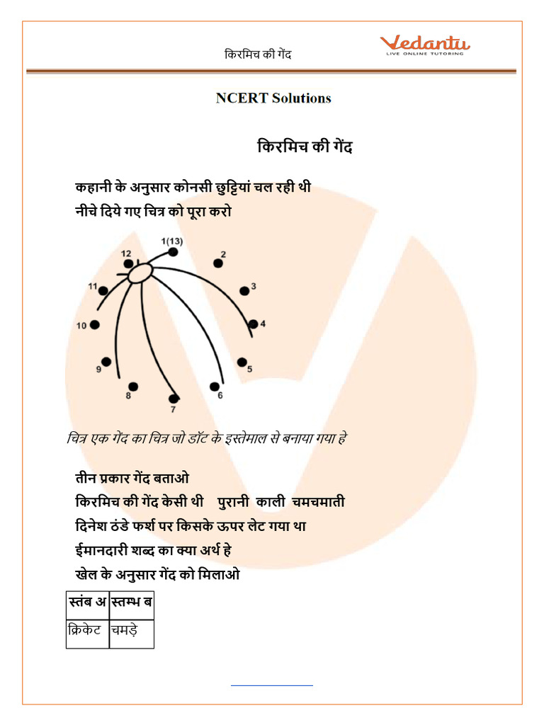 NCERT Solutions For Class 4 Hindi Chapter 3 Kirmich Ki Gaind PDF