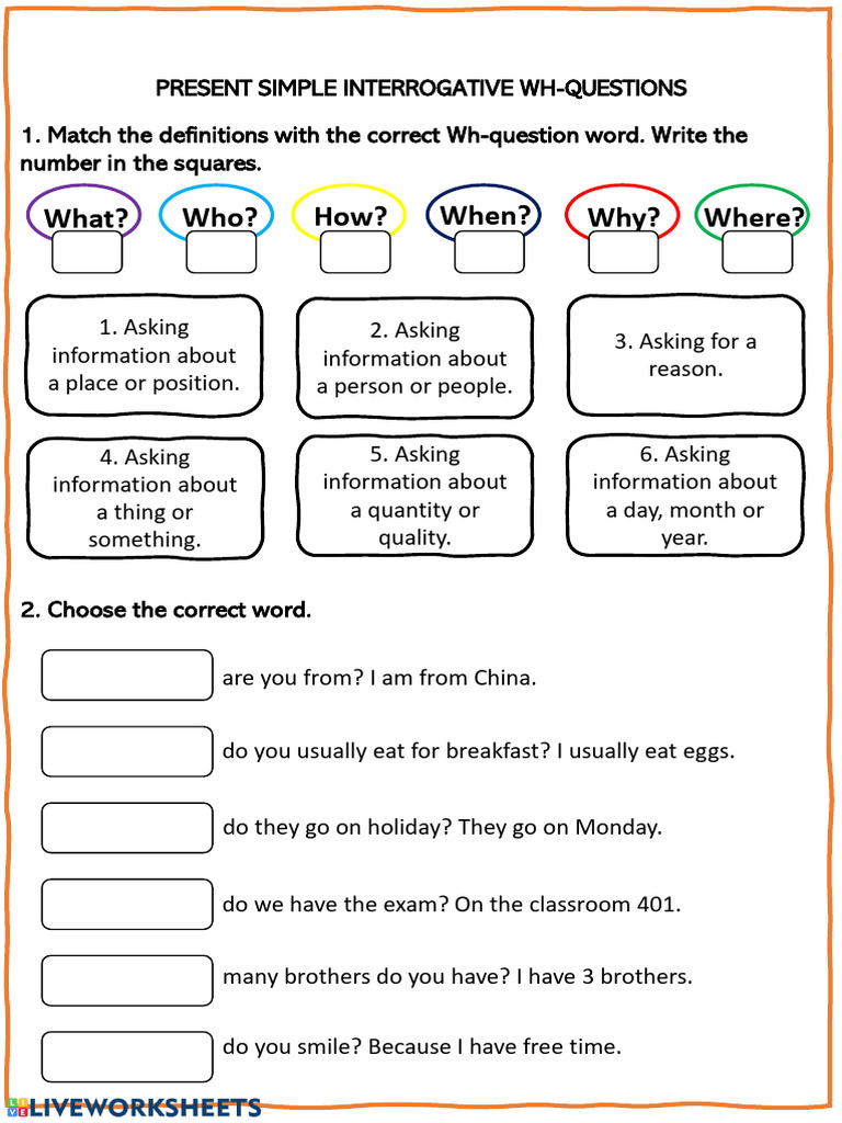 Present Simple WH-Questions Guide | PDF | Language Arts & Discipline ...