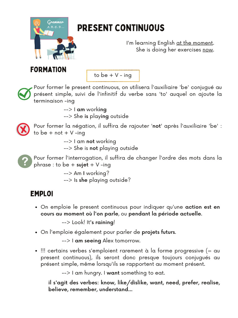 Present Continuous - Grammar | PDF