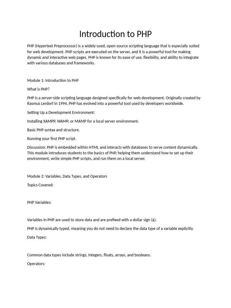 Introduction to php pdf