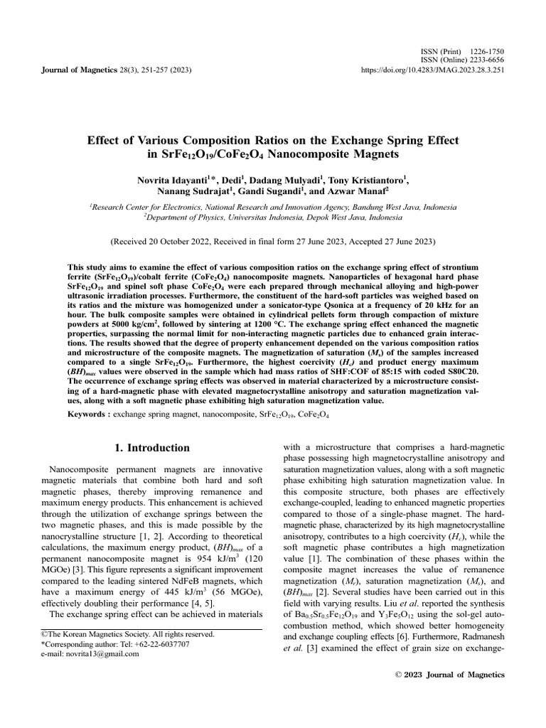 03 Effect of Varied Composition Ratio of SrFe12O19 | PDF