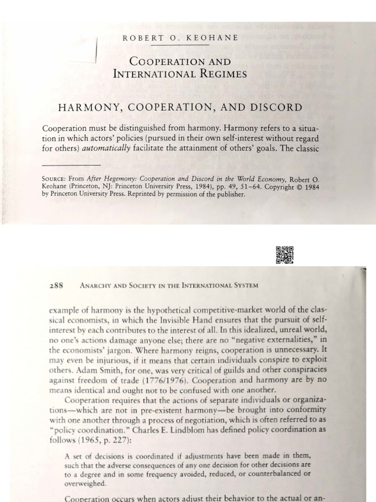 A11 Cooperation and International Regimes - Robert Keohane | PDF