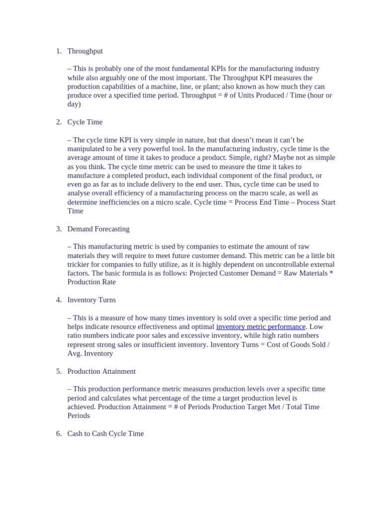 Top 40 Manufacturing Kpi | PDF