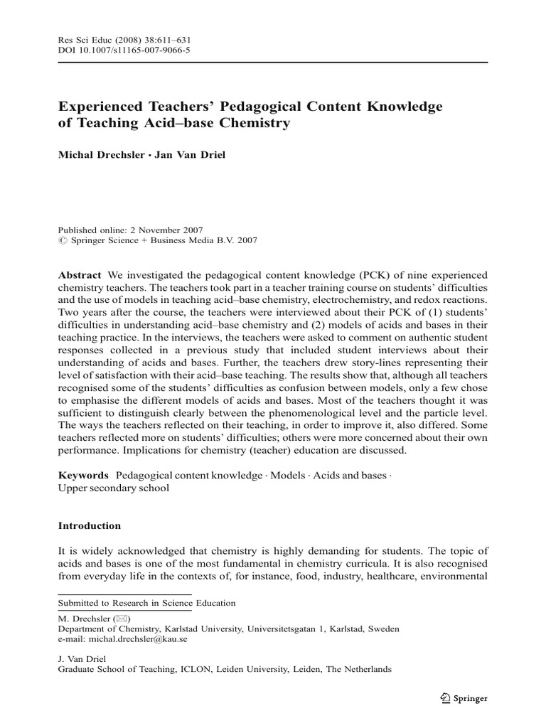 Experienced Teachers' Pedagogical Content | PDF