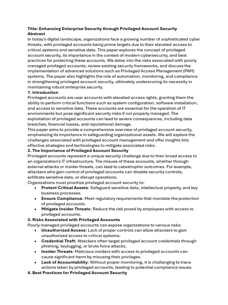 Privileged Account Security Best Practices | PDF | Computer Security ...