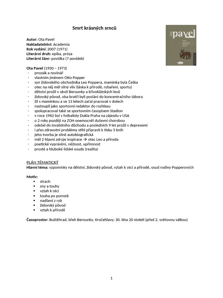 SMRT Krásných Srnců | PDF