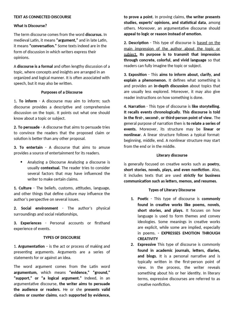 Understanding Types of Discourse | PDF | Human Communication | Language ...
