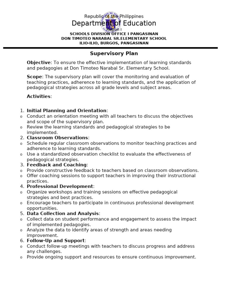 Supervisory Plan | PDF