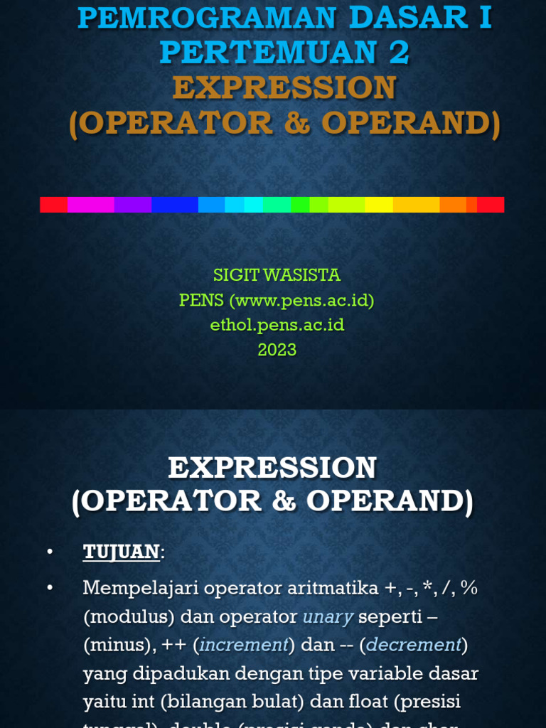 Ekspresi dalam Pemrograman Dasar | PDF | Metode & Bahan Ajar