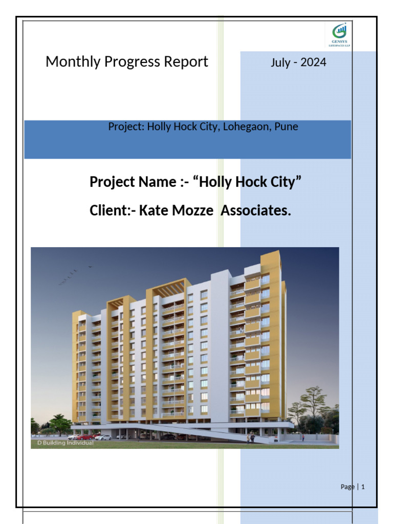 Monthly Progress Report: Holly Hock City | PDF | Architectural Elements ...