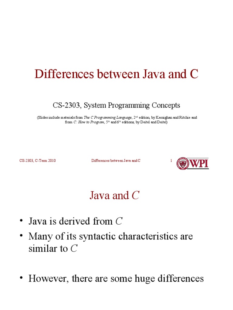 Java vs C: Key Differences Explained | PDF | Computers