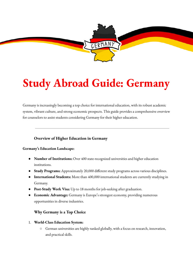 Study Abroad in Germany: A Guide | PDF | Travel Visa | Career & Growth