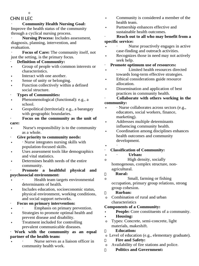 Community Health Nursing Overview | PDF | Epidemiology | Self-Improvement