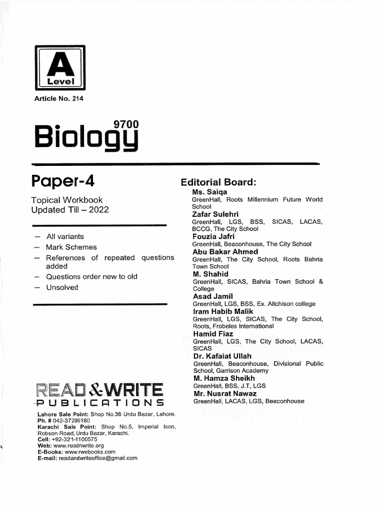 A Level Biology P4 Sample | PDF