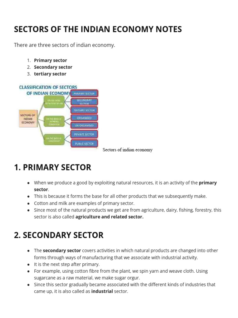 Sectors of the Indian Economy Explained | PDF | Employment | Gross ...