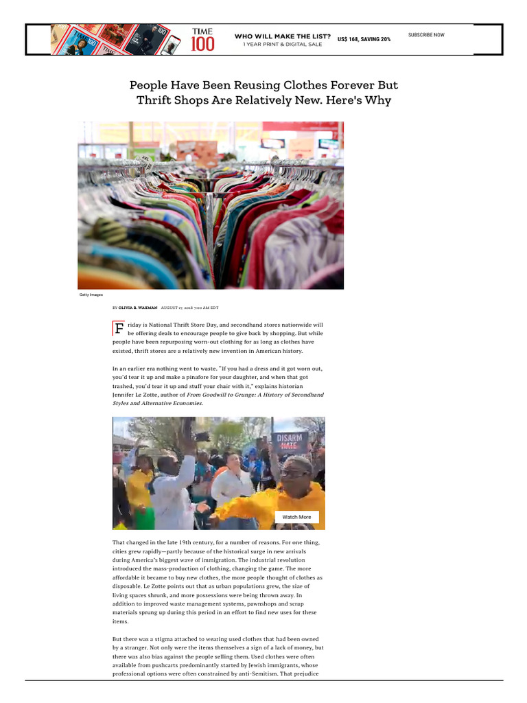 History of Thrift Stores - Time | PDF