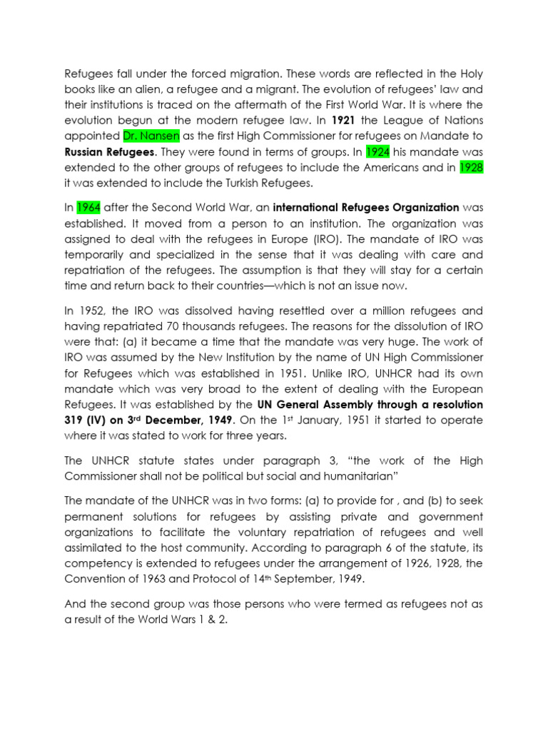 Evolution of International Refugee Law | PDF | Refugee | Right Of Asylum