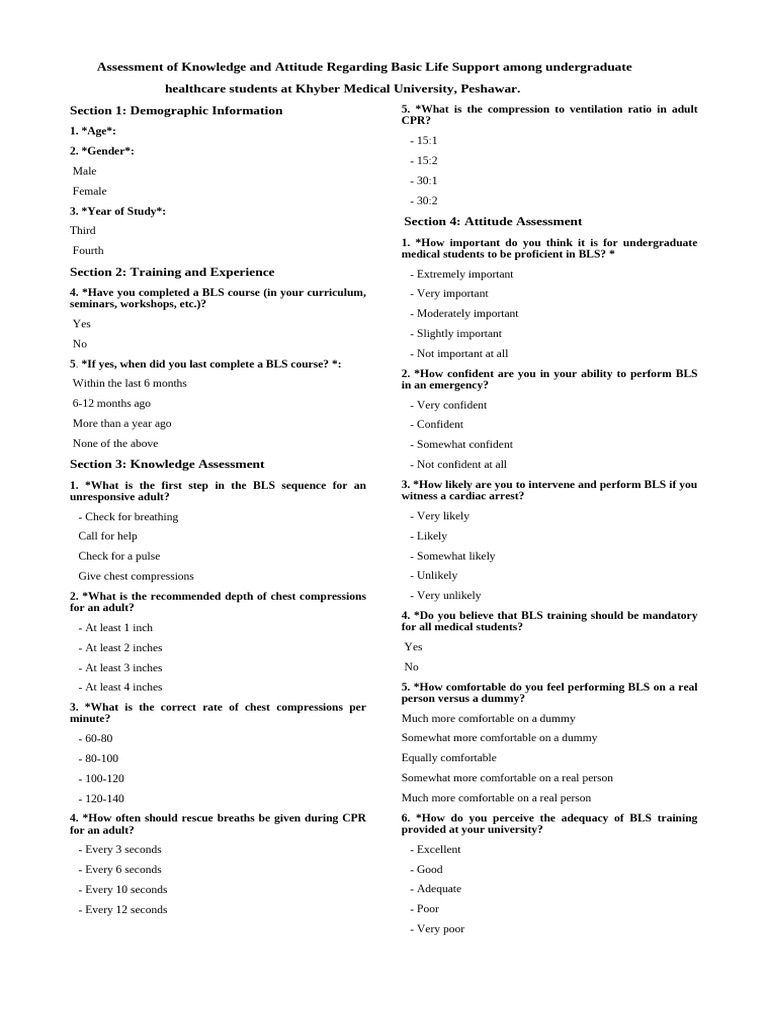 Assessment of Knowledge and Attitude Regarding Basic Life Support Among ...