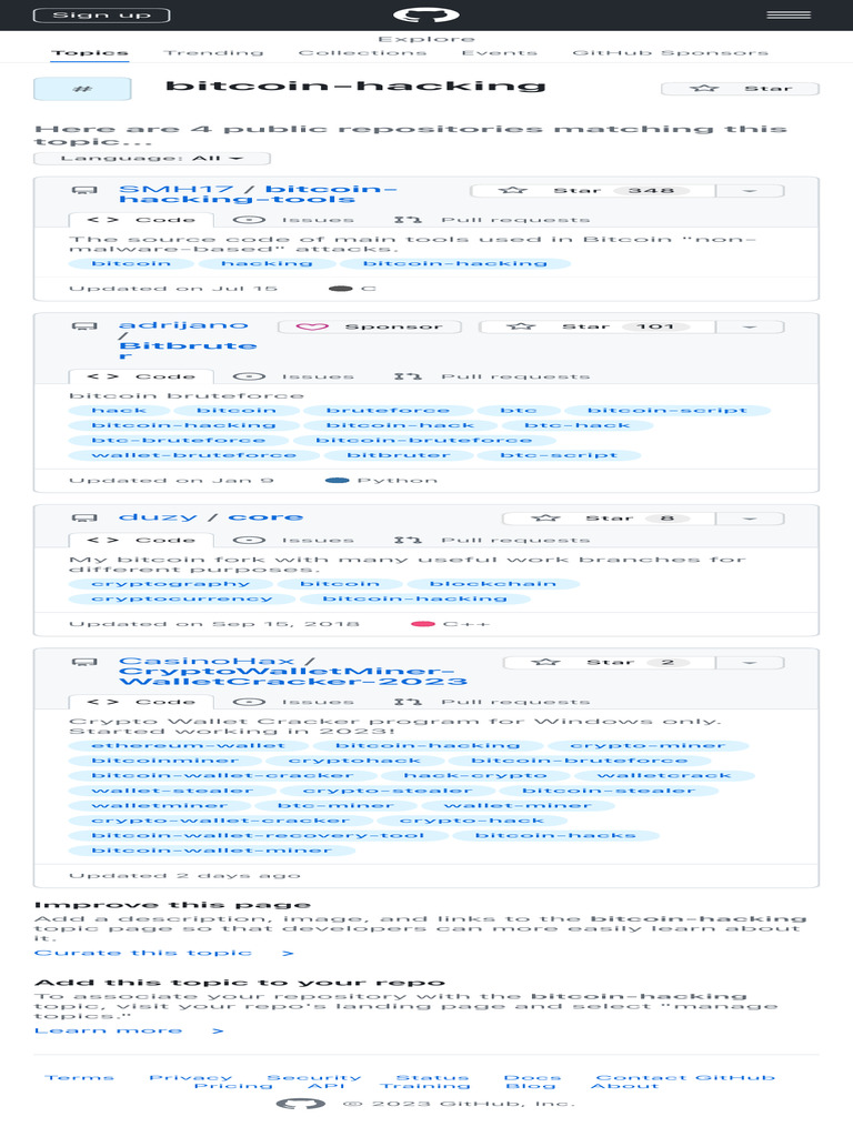 Bitcoin-Hacking GitHub Topics GitHub | PDF