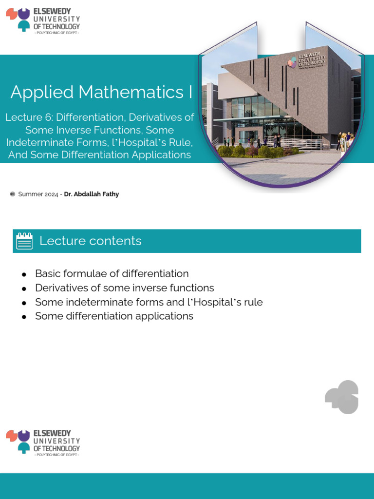 Lecture 6 Applied Math I Pdf