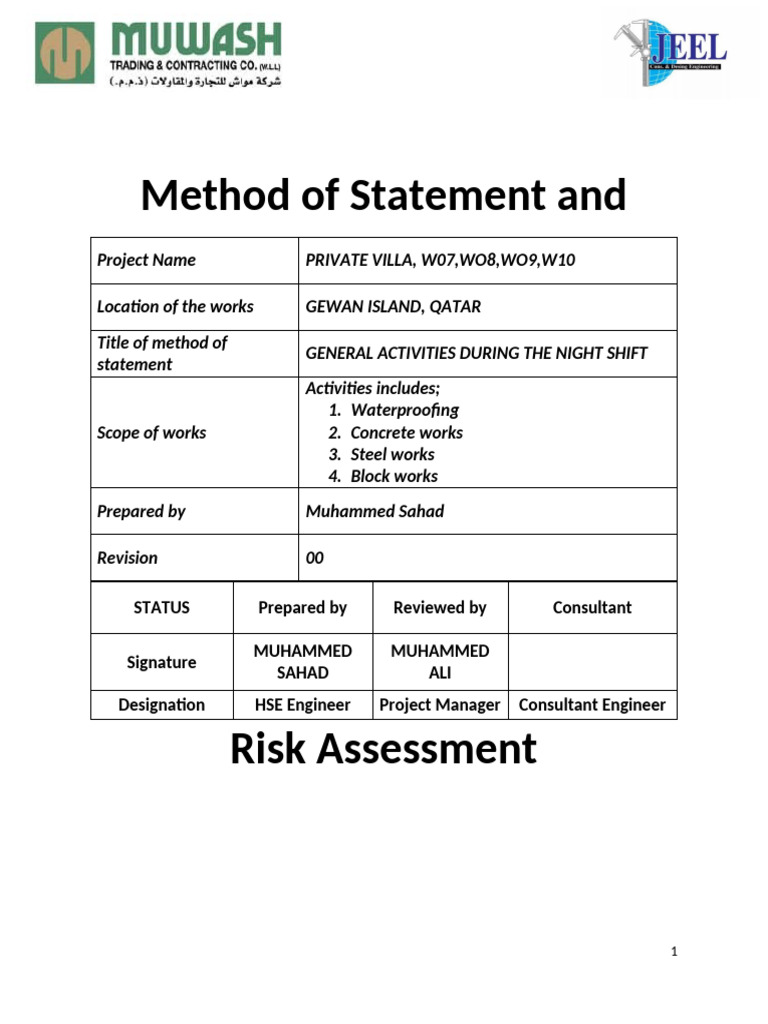 MSDS Muwash Night Shift Plan | PDF