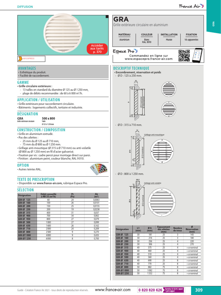 Grilles Ext rieures Circulaires FRANCE AIR GRA PDF