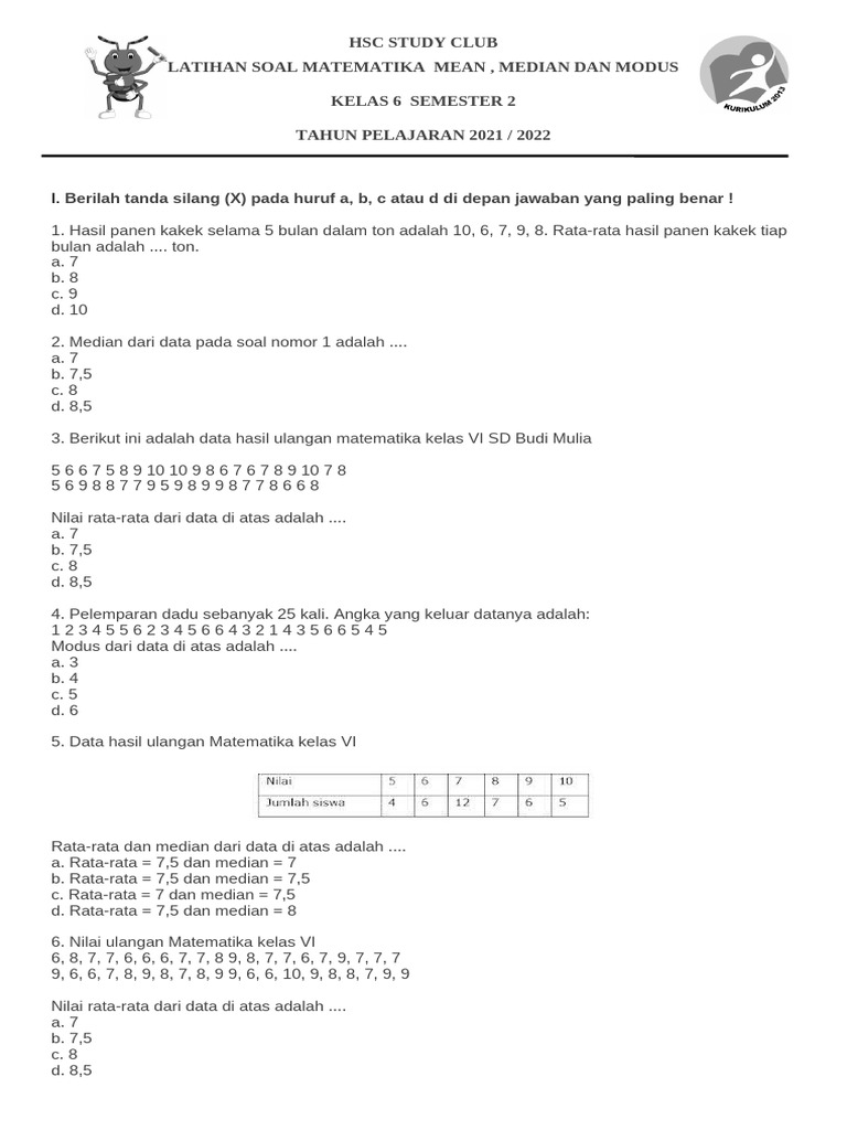 MTK Mean Median Modus | PDF