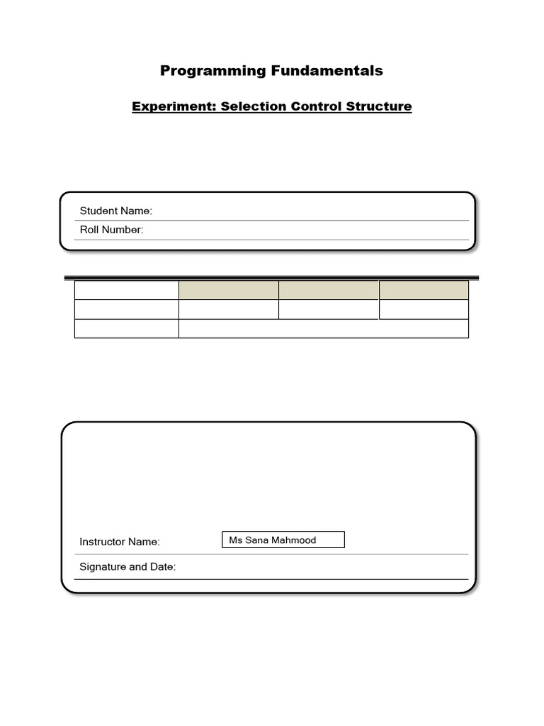 PF Lab Selection Control Structures | PDF