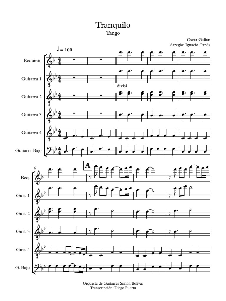Tranquilo (Para Imprimir) - Partitura y Partes - 2019-10-12 | PDF