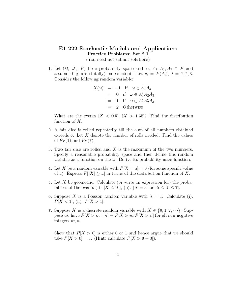 Problem Sheet 2.1 | PDF