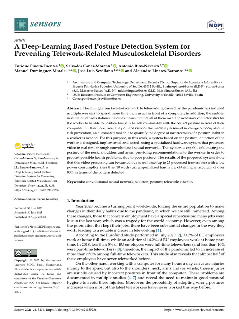 A Deep-Learning Based Posture Detection System For | PDF